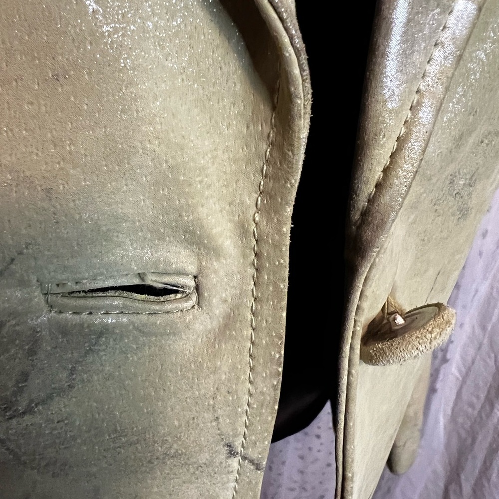 Lime silver lame suede blazer - Picture 3 of 5